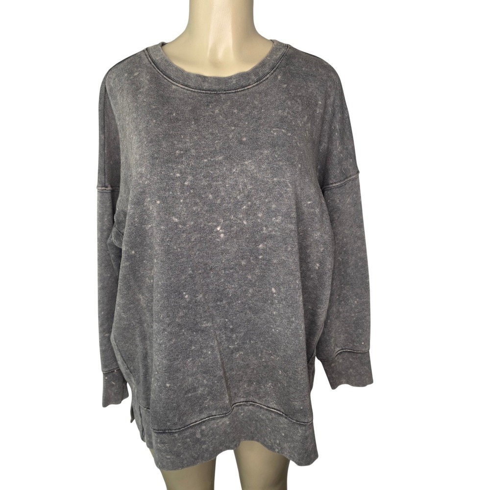 So Sweatshirt Women Large Gray Lounge Life Weekend Acid Wash Oversized Pullover